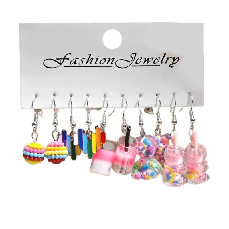 Модный набор сережек с имитацией пузырьков и чая молоком 11 пар милые прочные