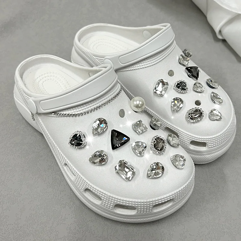 New Style Rhinestones croc charms shoe decoration diamond chain designe woman girl gifts fit Wholesale