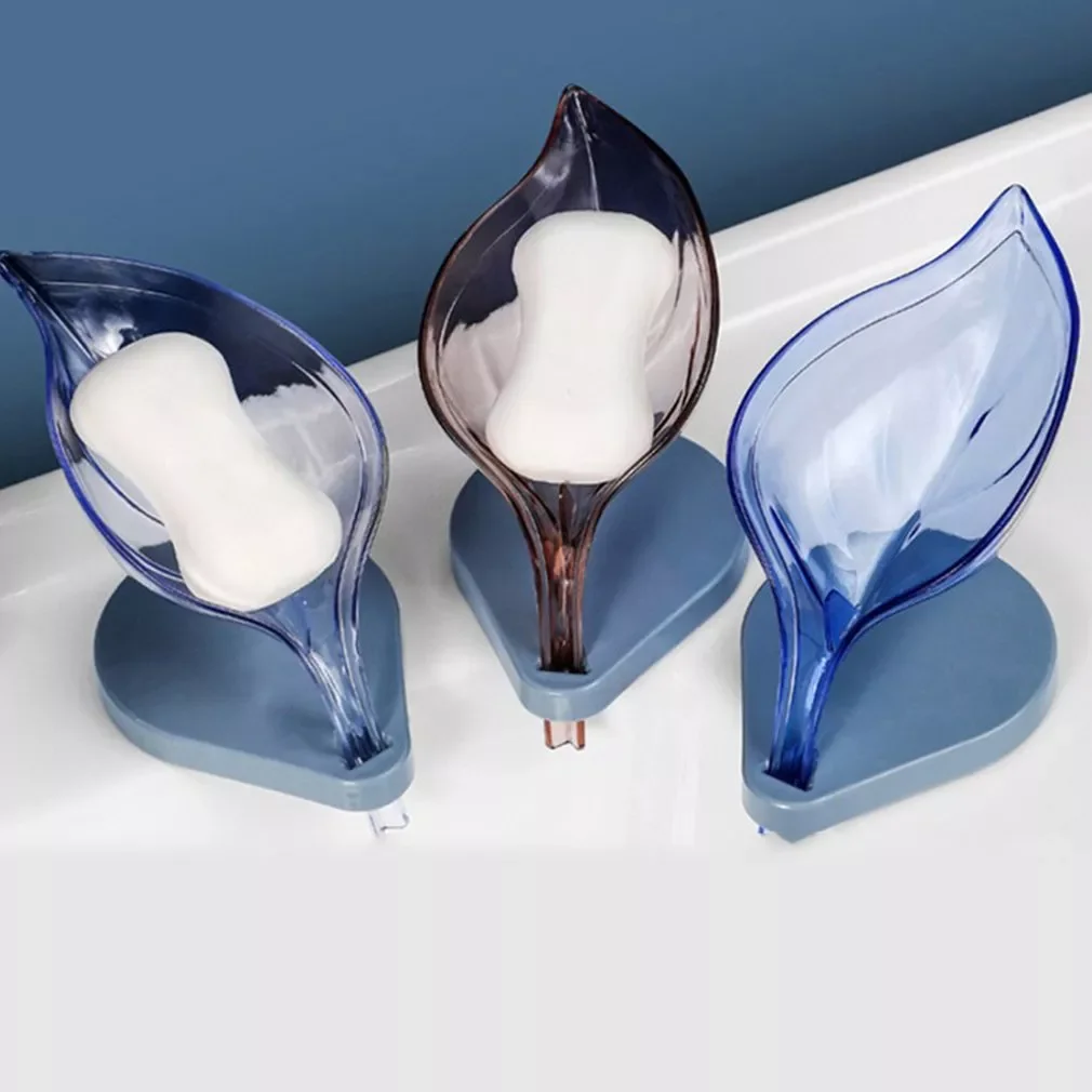 

NEW Multi-Purpose Drain Soap Box Leaf Shape Soap Box With Suction Cup Plate Fixed Firmly Storage Rack Soap Bathroom Gadgets