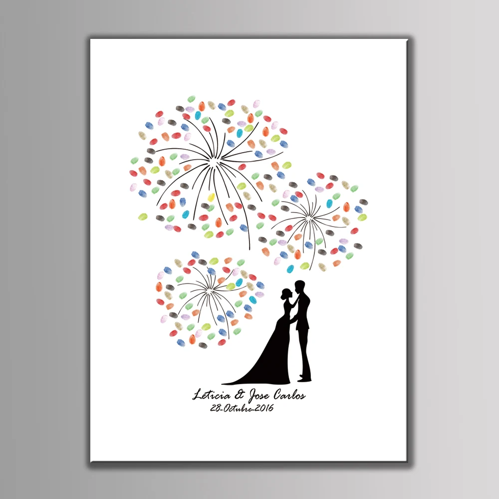 

DIY Large size 60x80cm Wedding Party Decorative Canvas Painting Fingerprint Tree Signature Guest Books Anniversary Gift+Ink Pad