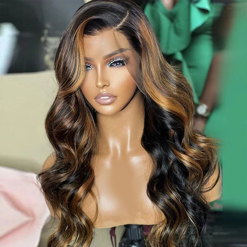 

Body Wave Highlight Wig Human Hair Transparent Pre Plucked Brazilian Remy 13x4 Lace Front Wigs Women 4x4 Closure Wig 250 Density