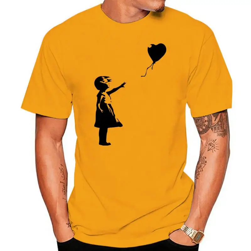 

Banksy With Baloon Mens T Shirt Tee Cool Street Art Graffiti 100% Cotton T Shits Hipster Short Sleeve Casual O-Neck
