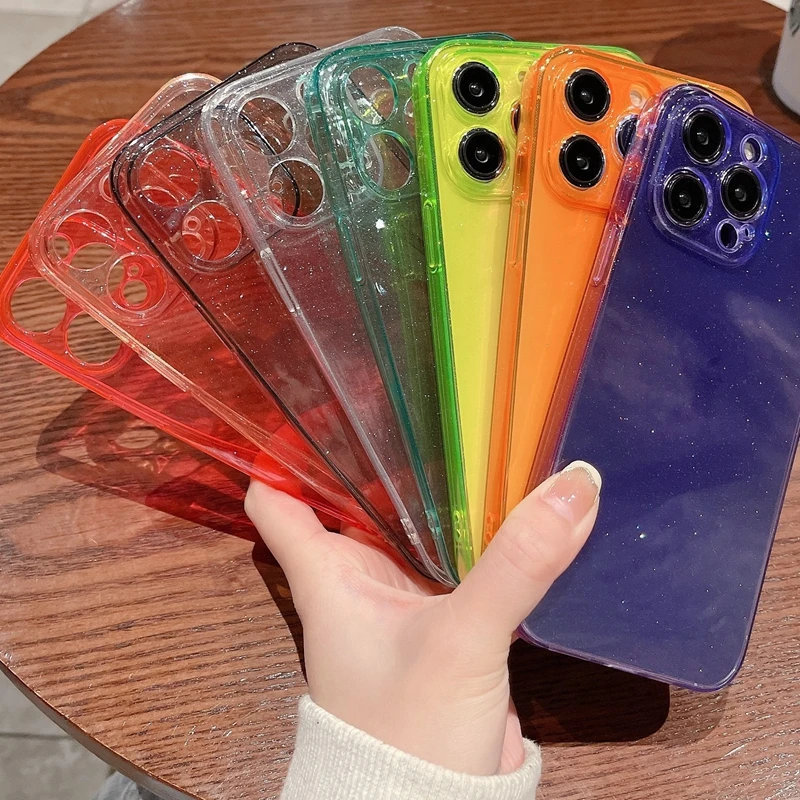 

Luxury Shiny Glitter Phone Case For iPhone 14 Pro Max 14Pro 13 12 Pro Max Transparent Clear Soft TPU Phone Back Cover