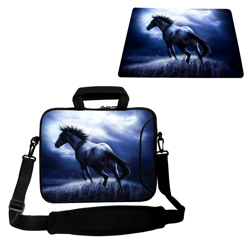 

Viviration Laptop Bag 11.6/12/12.5/13/13.3/13.6 inch Messenger Carry Case+ Small Mousepad Horse Women Mens Notebook Cover Pouch