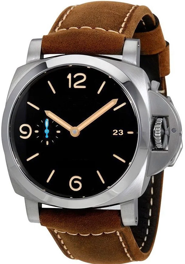 

mens mechanical watch automatic Black Case Brown Leather