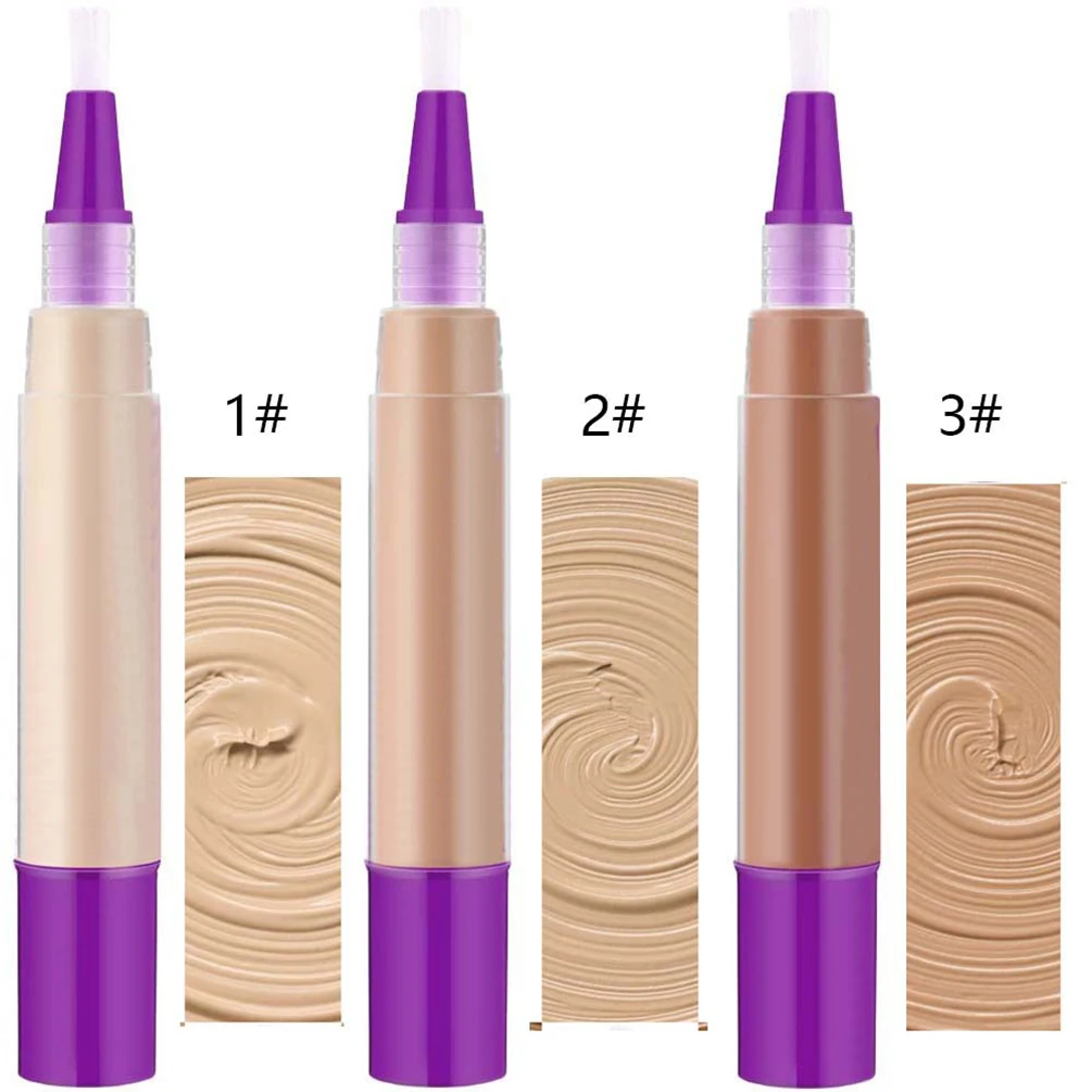 

Custom Bulk 3-color Liquid Concealer Pen with Brush Makeup Private Label 4ml Rotatable Three-dimensional Black Box Moisturizer