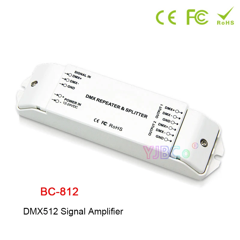 

BC-812 DMX512 Signal power repeater DMX Power amplifier 1 to 2 channel output DMX power splitter DMX led controller,DC12V -24V