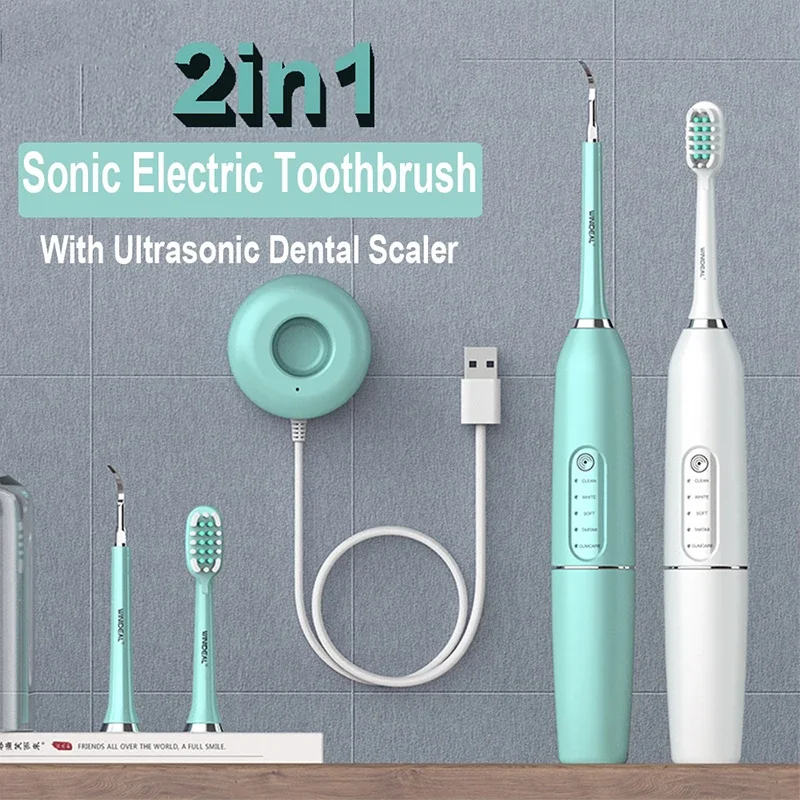 Electric Toothbrush Powerful Sonic Cleaning Portable Rechargeable Ultrasonic Scaler Cleaner Dental Cleaning Tools