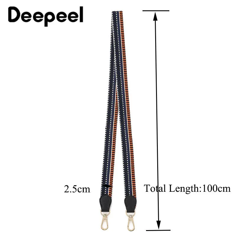 Deepeel 2.5cm Wide Colorful Bag Strap Striped Canvans 100cm Adjustable Straps for One-Shoulder Crossbody HandBags Accessories