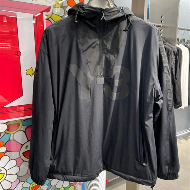 

Y3 Yohji Yamamoto Hooded Jacket Loose Half Zip Casual Trench Windproof Warm Coat For Men Women