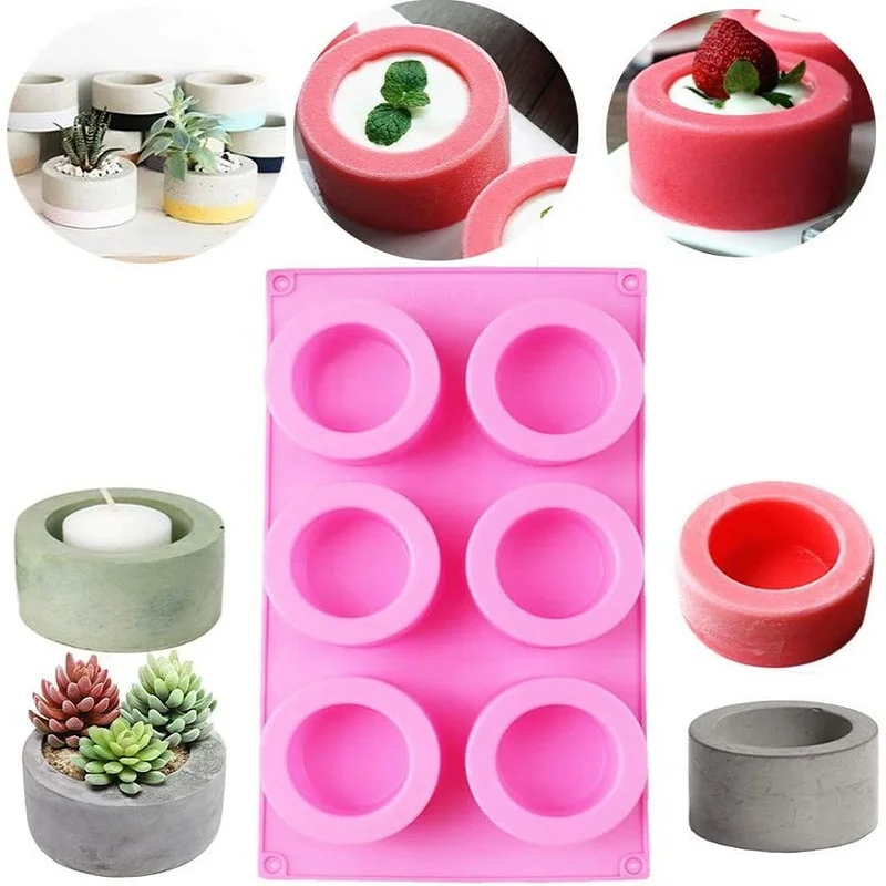 

6 Holes Silicone Concrete Molds Flower Pot Cement Mold Planter Succulent Plant Gypsum Flowerpot Holder Home Decor DIY Clay Mould