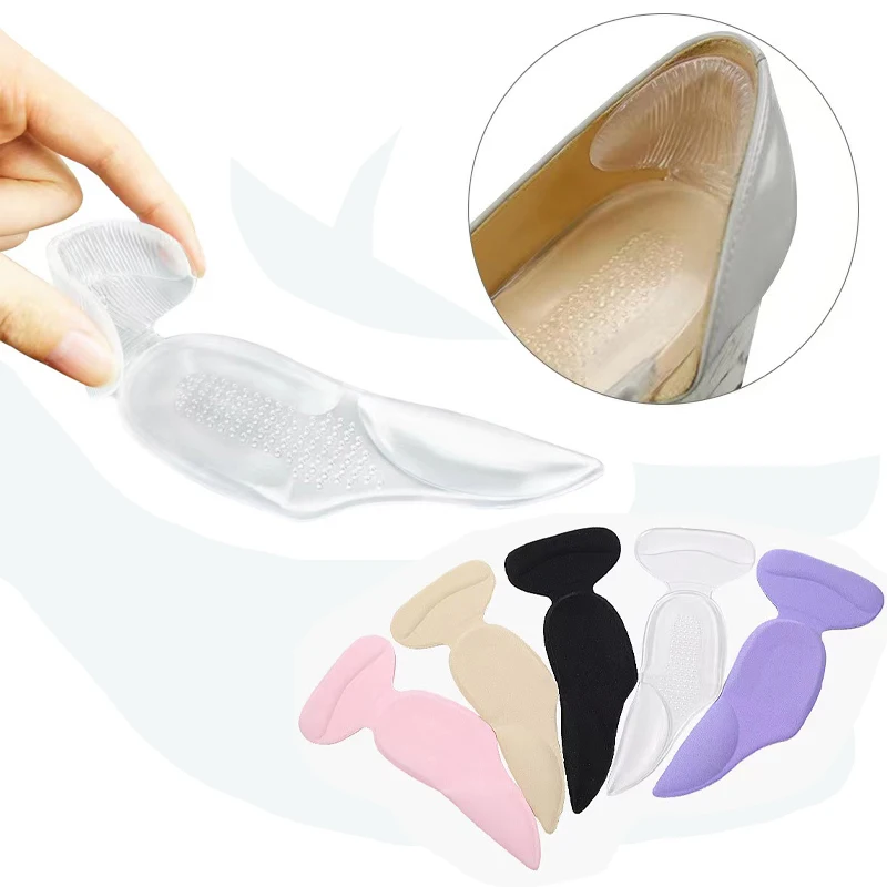2 pairs Ladies Summer High Heel Insole Three-in-One Silicone Heel Pad Anti-wear Feet Transparent Invisible Half Size Pad