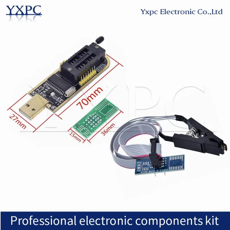 

CH341B 24 25 Series EEPROM Flash BIOS USB Programmer Mainboard Routing LCD Module 93CXX/25CXX /24CXX SOP8 chip burning test clip