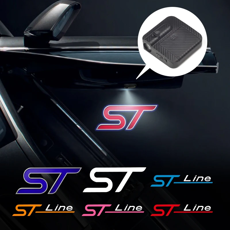 

2Pcs LED Car Door ST Line Emblem Light Welcome Lamp Wireless Laser Projector For Focus Fiesta Kuga Escape Mondeo Fusion Ford