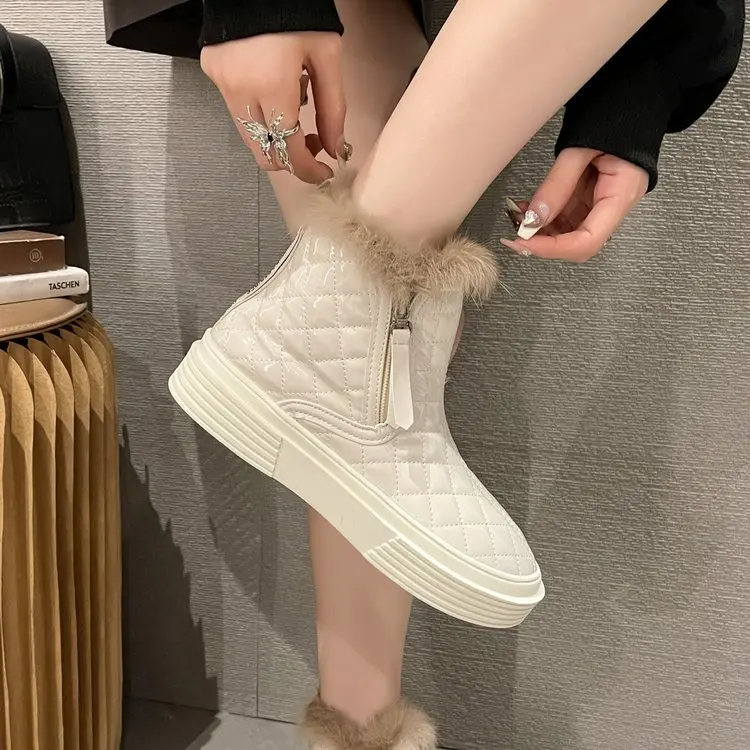 

Женские ботинки из ПУ кожи, на молнии сбоку, с круглым носком