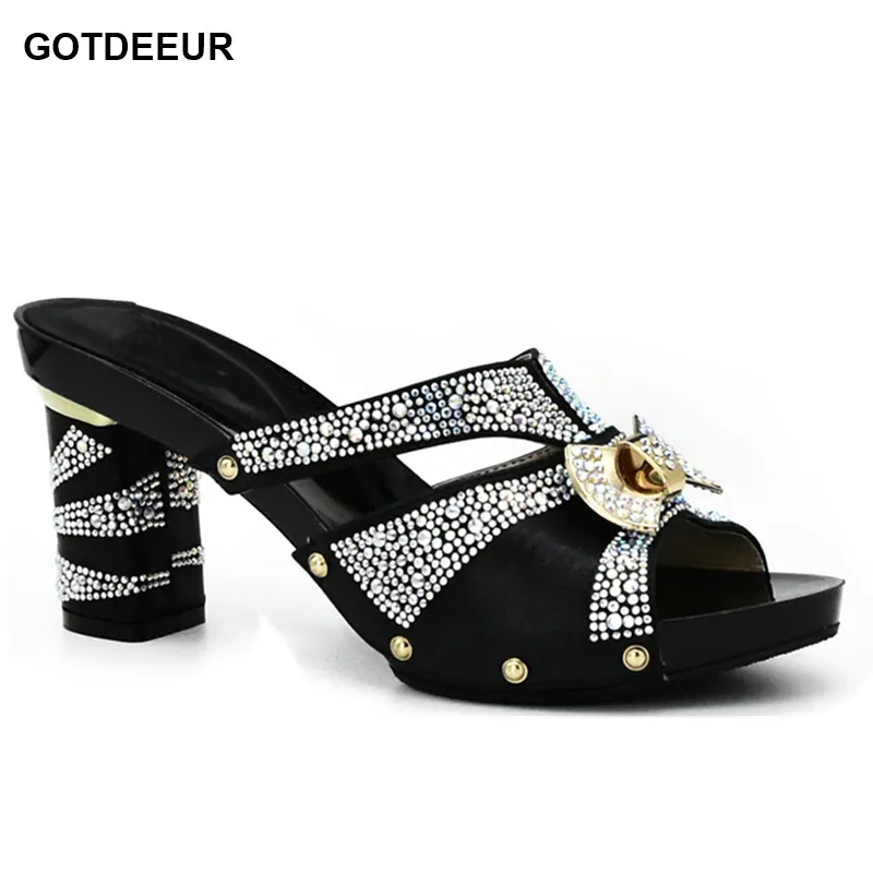 

Туфли женские свадебные на высоком каблуке, туфли-лодочки с открытым носком, украшенные стразы вечерние африканском стиле