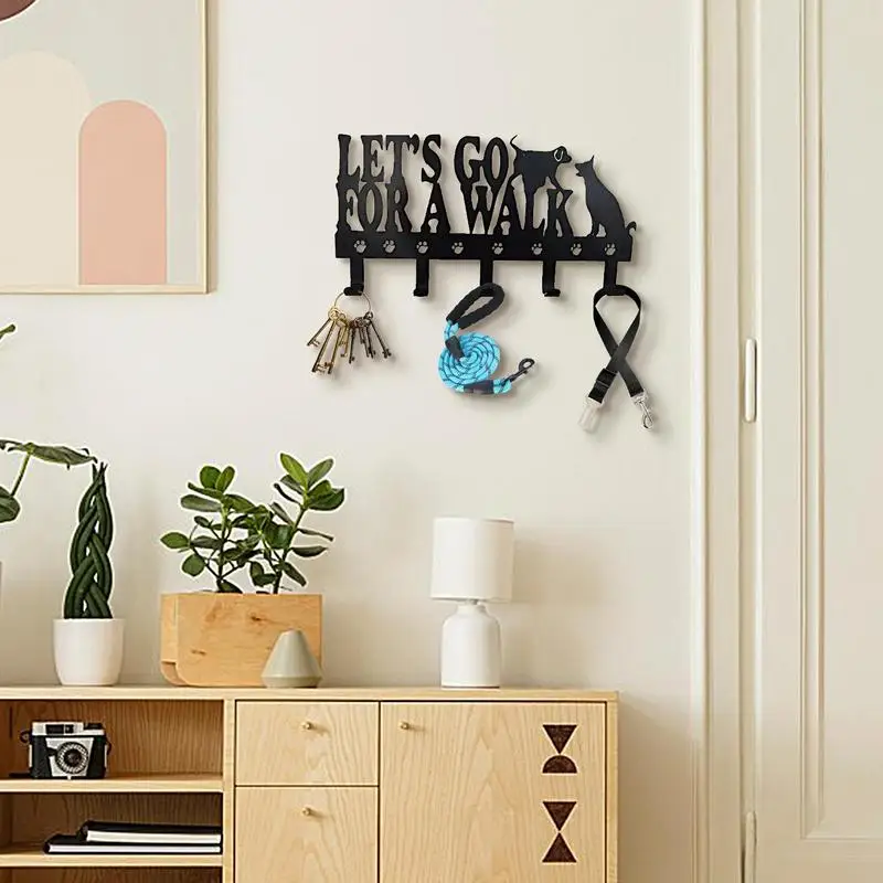 Держатель для ключей и кошелька настенное крепление металлический черный крючок