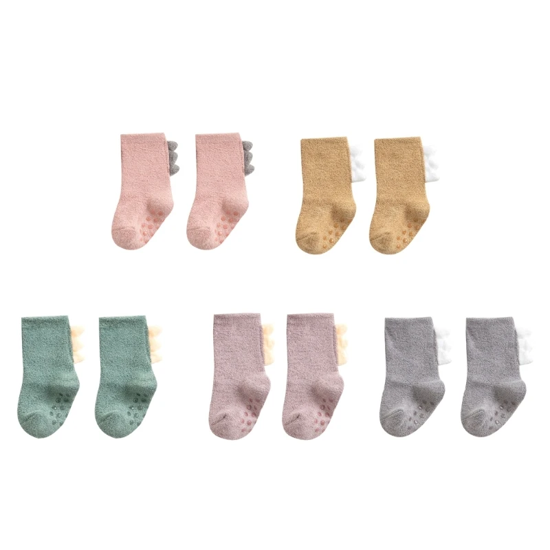 

New Baby Non Slip Grip Thick Socks with Non Skid Soles for Infants Toddlers Kids Boys Girls Cute Cartoon Dinosaur Designs