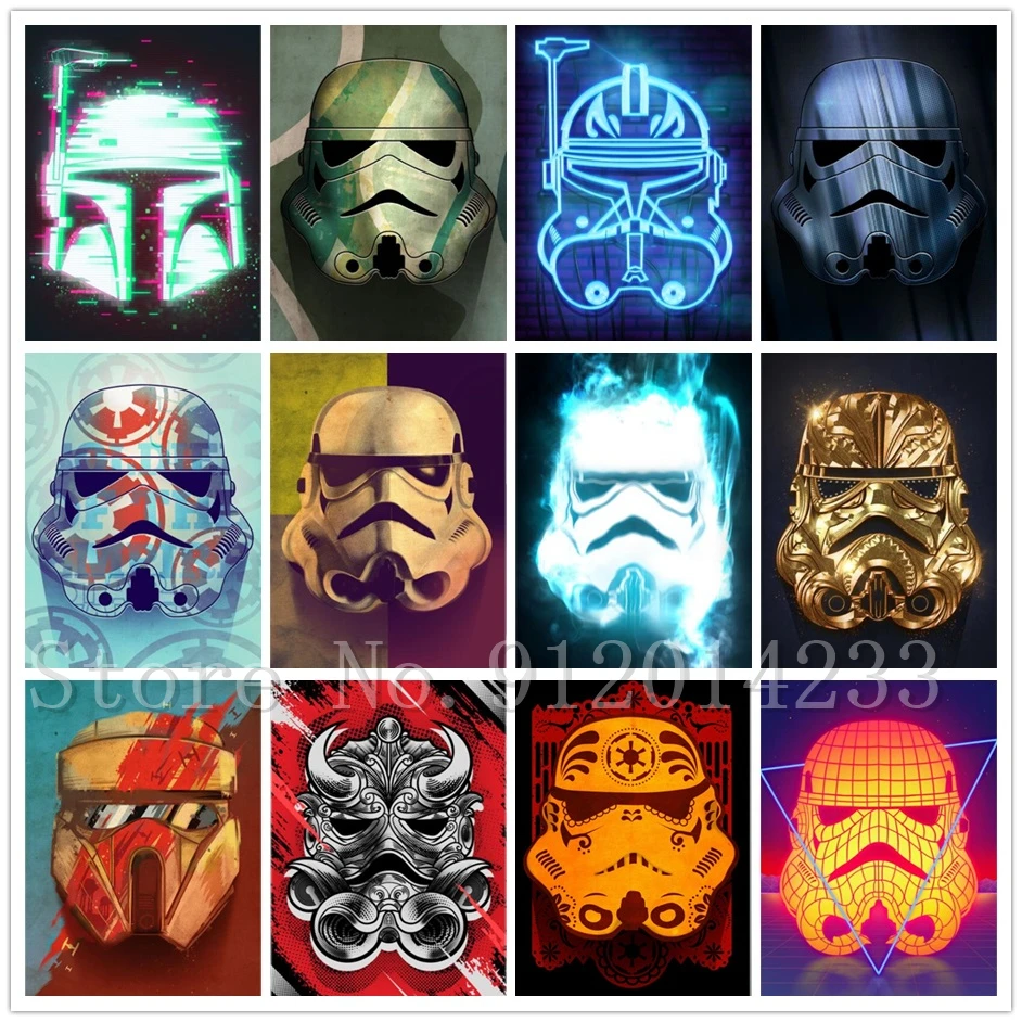 

Star Wars Masked Stormtroopers Diamond Embroidery Cross Stitch Full Square Round Rhinestones Mosaic Painting Home Decoration
