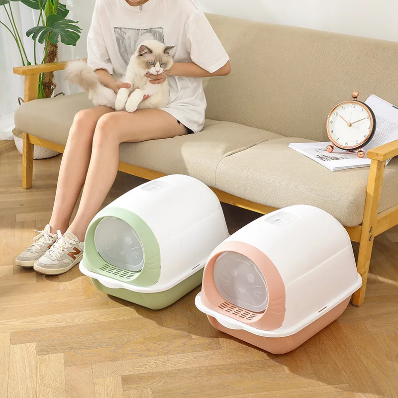 With Door Pet Cat Toilet Splash-proof Deodorant Pet Cleaning