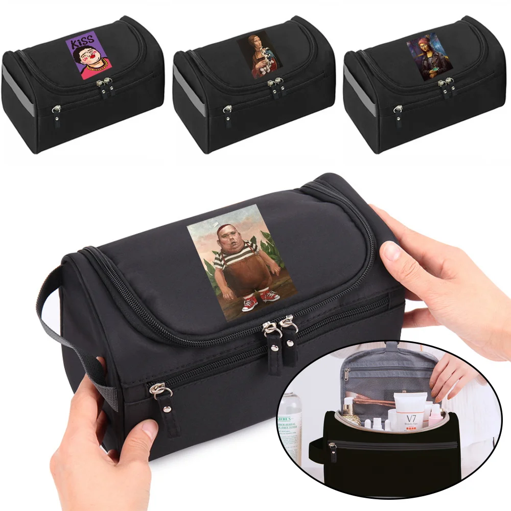 

2022 New Women Makeup Wash Bags Functional Hanging Toiletry Bag Cosmetic Pouch Funny Print Handbag Travel Organizer Make Up Case