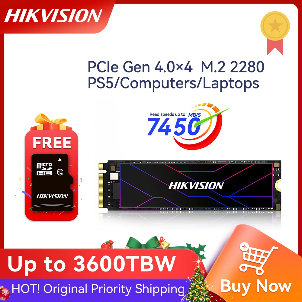 HIKVISION SSD 7450MB/S 3600TBW PCIE 4.0 NVME M2 2280 512gb 1tb 2tb Official Hard Disk Drive For Laptop Free Shipping