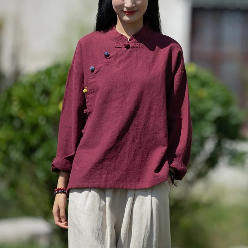 Женские повседневные футболки с длинным рукавом в китайском стиле новинка 2024