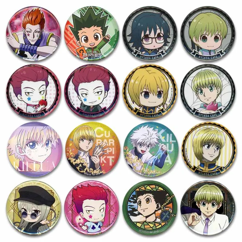 Anime Cartoon Killua Kurapika Gon Freecss Hisoka Enamel Pins Funny Hunter × Brooches Round Button Badge Pin for Backpack