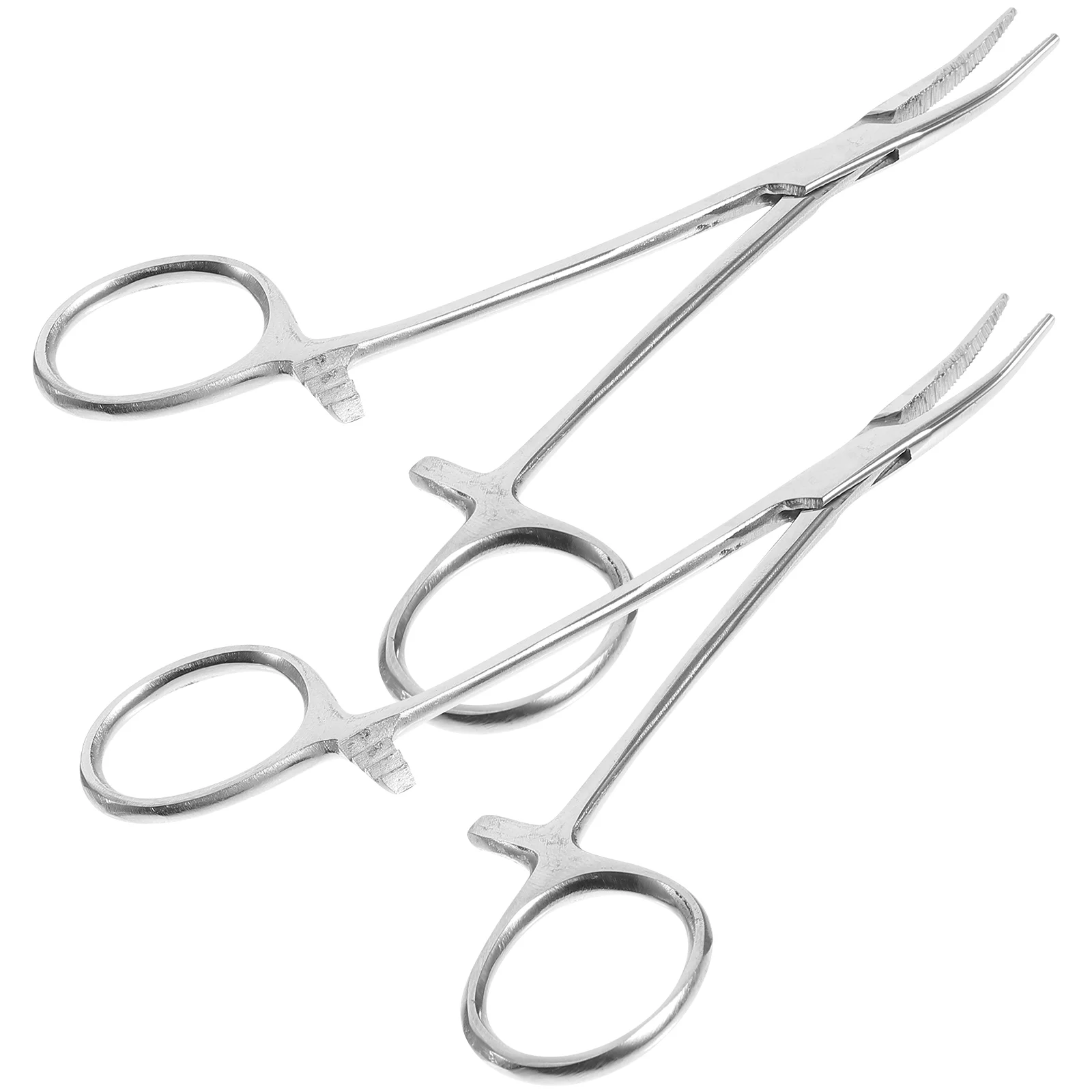 

2pcs Stainless Steel Hemostatic Forceps- Grooming Ear Cleaning Tweezers Curved Tip Medical tool