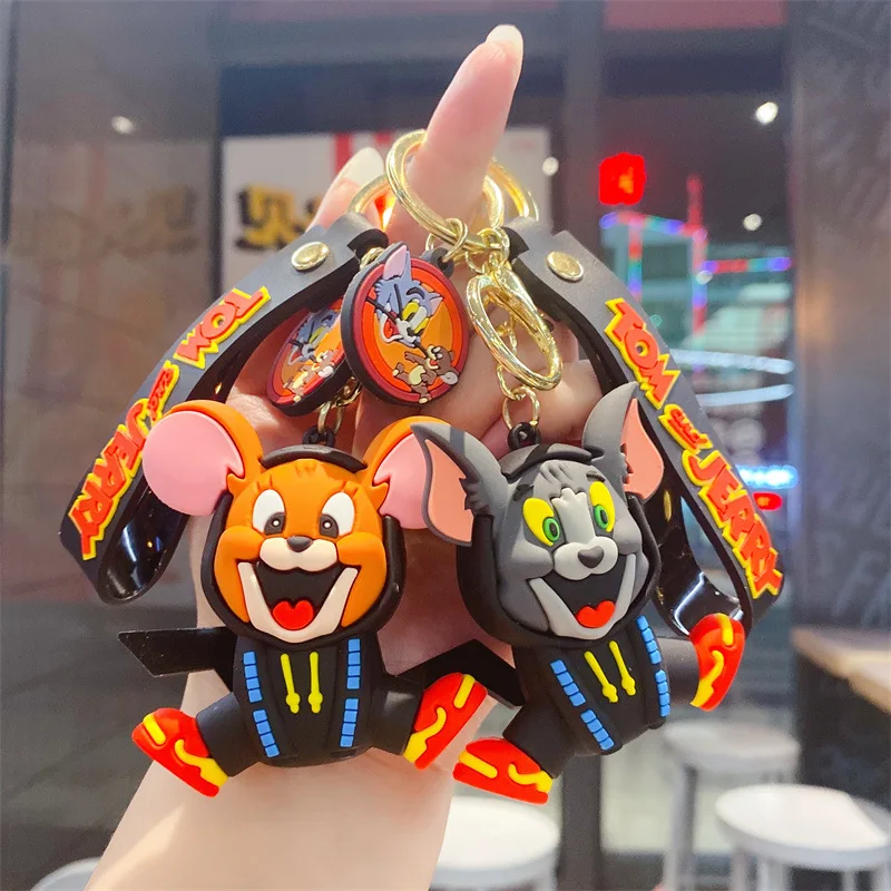 

Anime Tom Jerry Keychain Cute Smiley Cat Cartoon Figure Doll Bag Pendent Keyring Car Key Accessories Gift for Boy Girl Friends