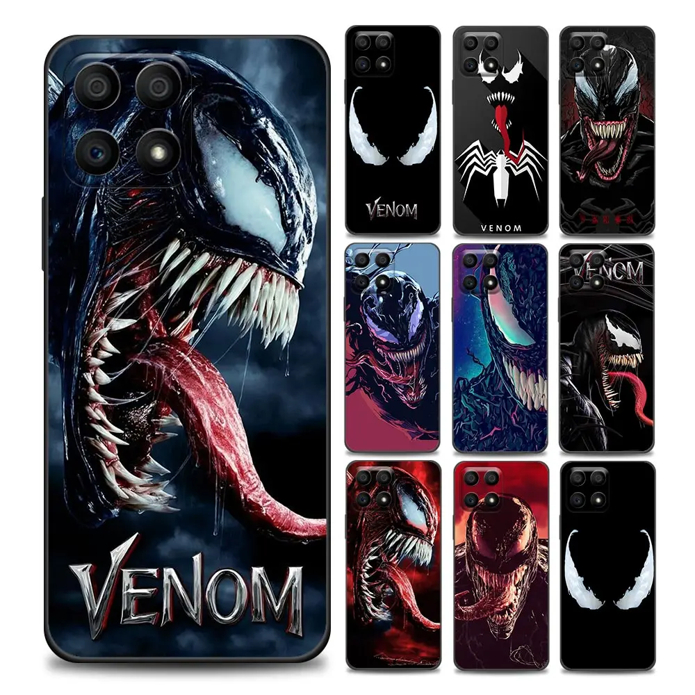 

Marvel Venom LOGO Horro Face Phone Case For Honor 50 30 10 Lite 30i 20e 9A 9C 9X Pro 8X Nava 8i 9 Y60 Cover Soft Silicone Cases