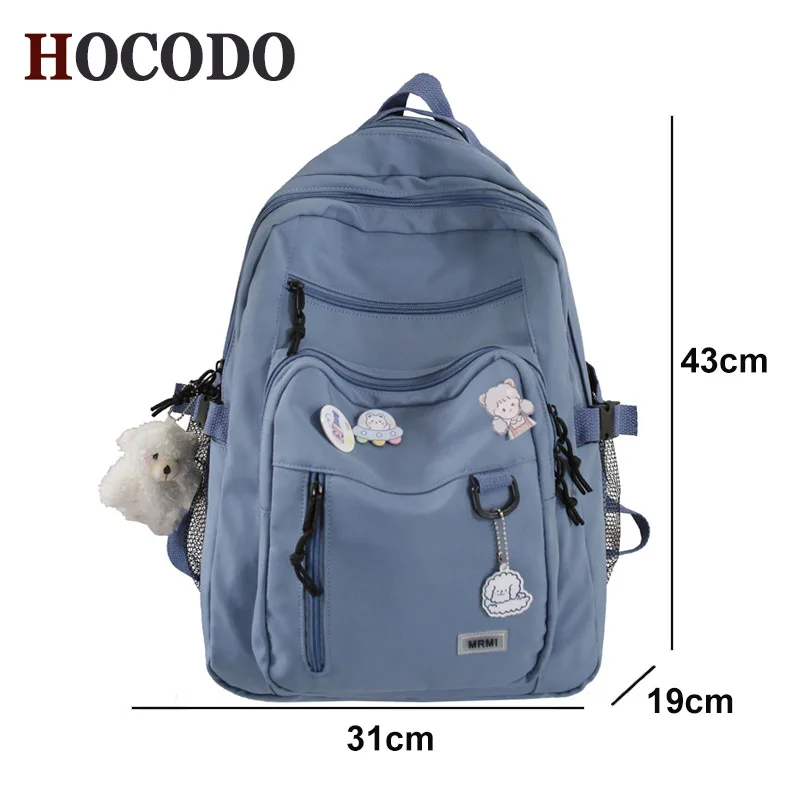 Harajuku Cute School Bag For Girls Multi Pocket Waterproof Nylon Women Backpack Fashion Travel Backbags Large Capacity Bookbags images - 6