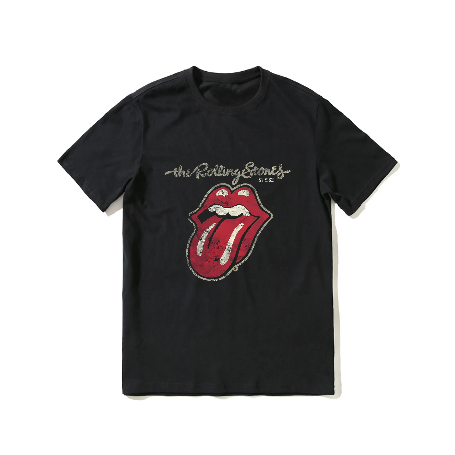 

2023 Hot Sale Summer 100% Cotton Plastered Tongue Black By The Rolling Stones T Shirt Men Cool Tee Hip Hop Streetwear T-shirt