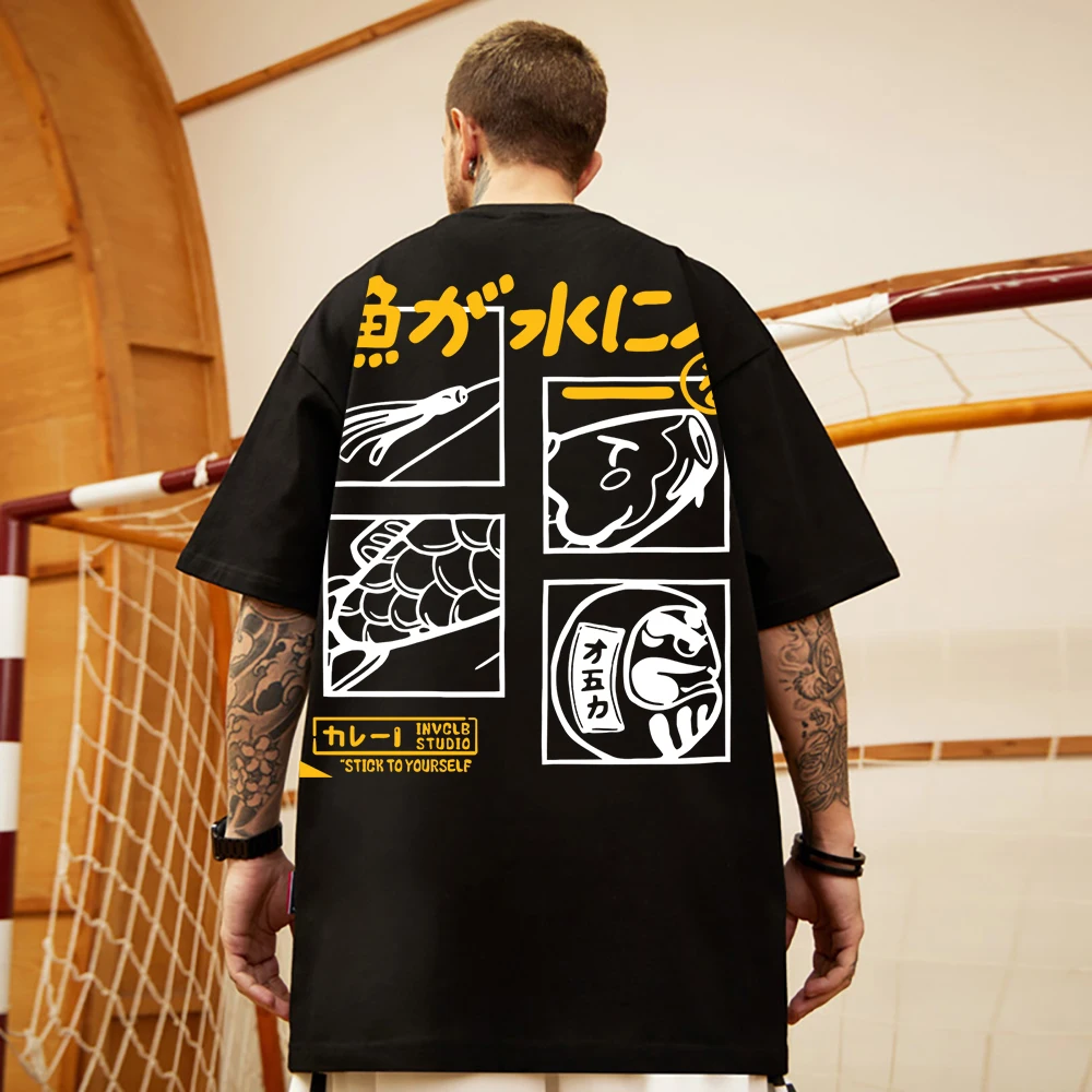 Футболка с японским флагом кайта и рыбы летняя дышащая мужская футболка вырезом