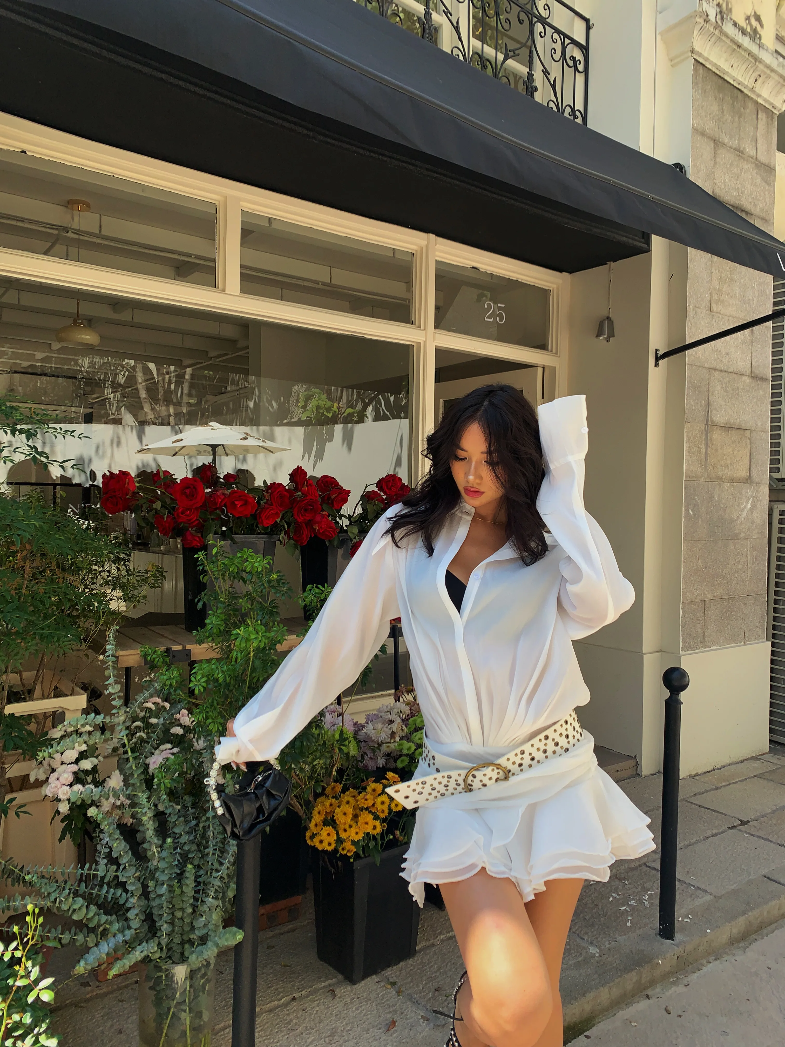 Женское мини платье-рубашка с оборками Renee Melrose