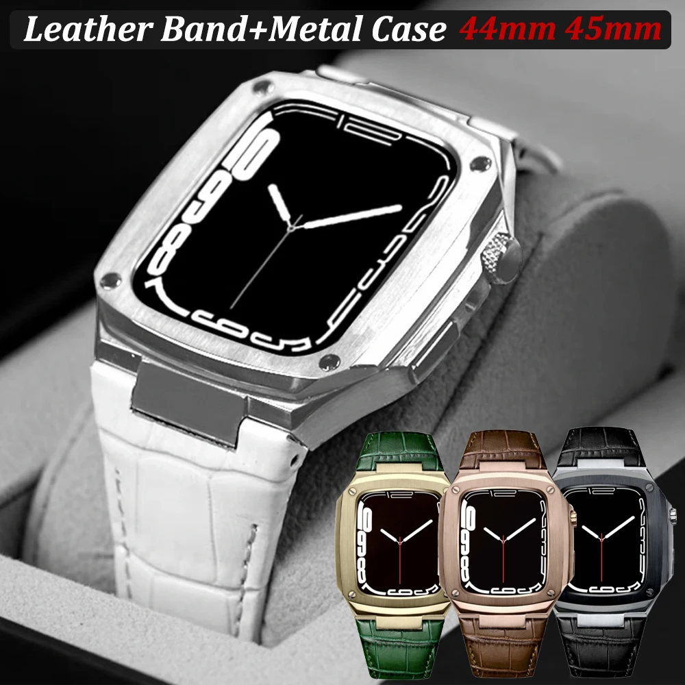 Набор Металлических Ремешков для Apple Watch 6 SE 5 4 7 44 мм комплект из натуральной кожи