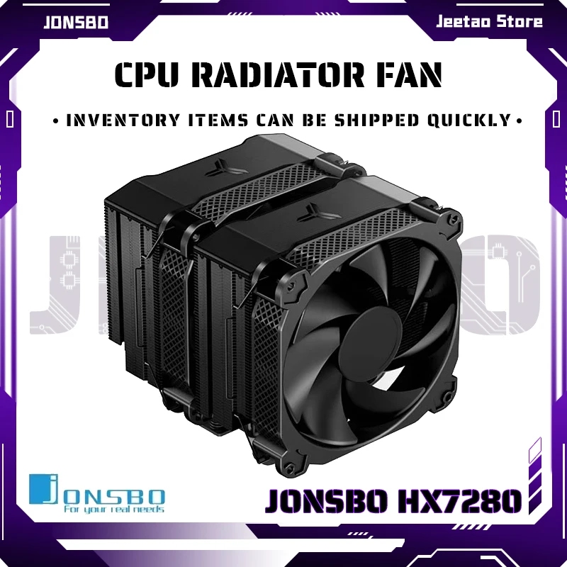 JONSBO HX7280 Black Dual Tower High Performance Radiator 7 Heat Pipes 2+1 PWM Quiet Fan For Intel 115x/1200/2011/2066, AMD AM4