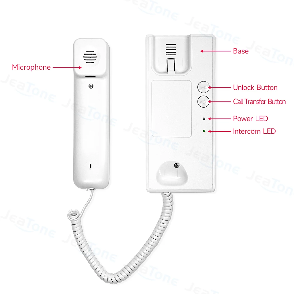 Jeatone Home Audio Handset Doorman Phone Wired Intercom System for Apartment with Dual Way Talk, Unlock, Transfer Call Function enlarge