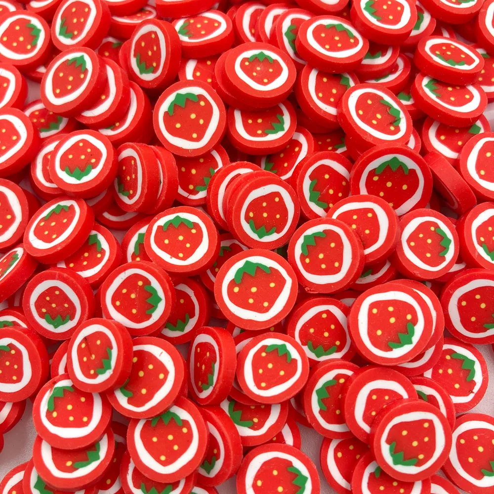 

Полимерная Горячая глина, 50 г, красная клубника, ломтик для рукоделия, самодельные Украшения для дизайна ногтей, Хрустальный грязевой напол...