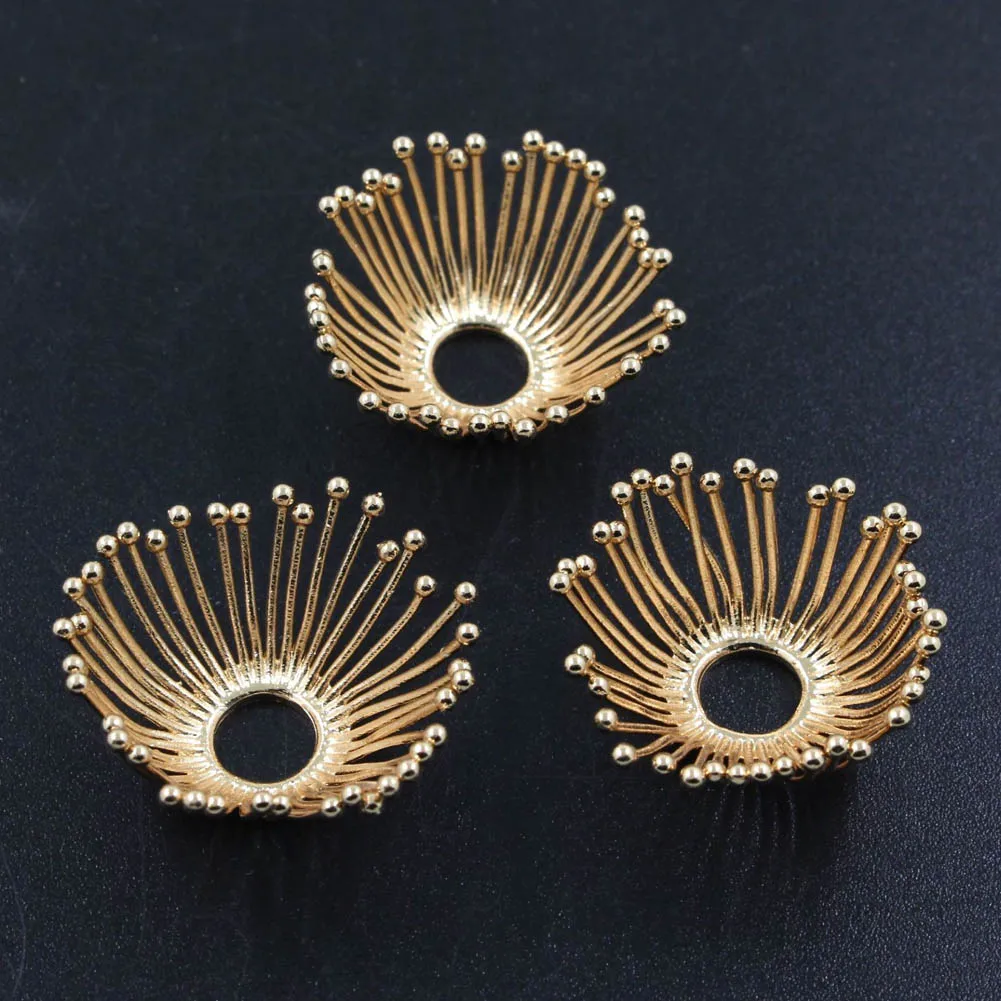 20pcs Brass Casted Quality Stamping Filigree Pistils Stamens Flower Ball Pins Hole Center Charms End Beads Caps Findings DIY