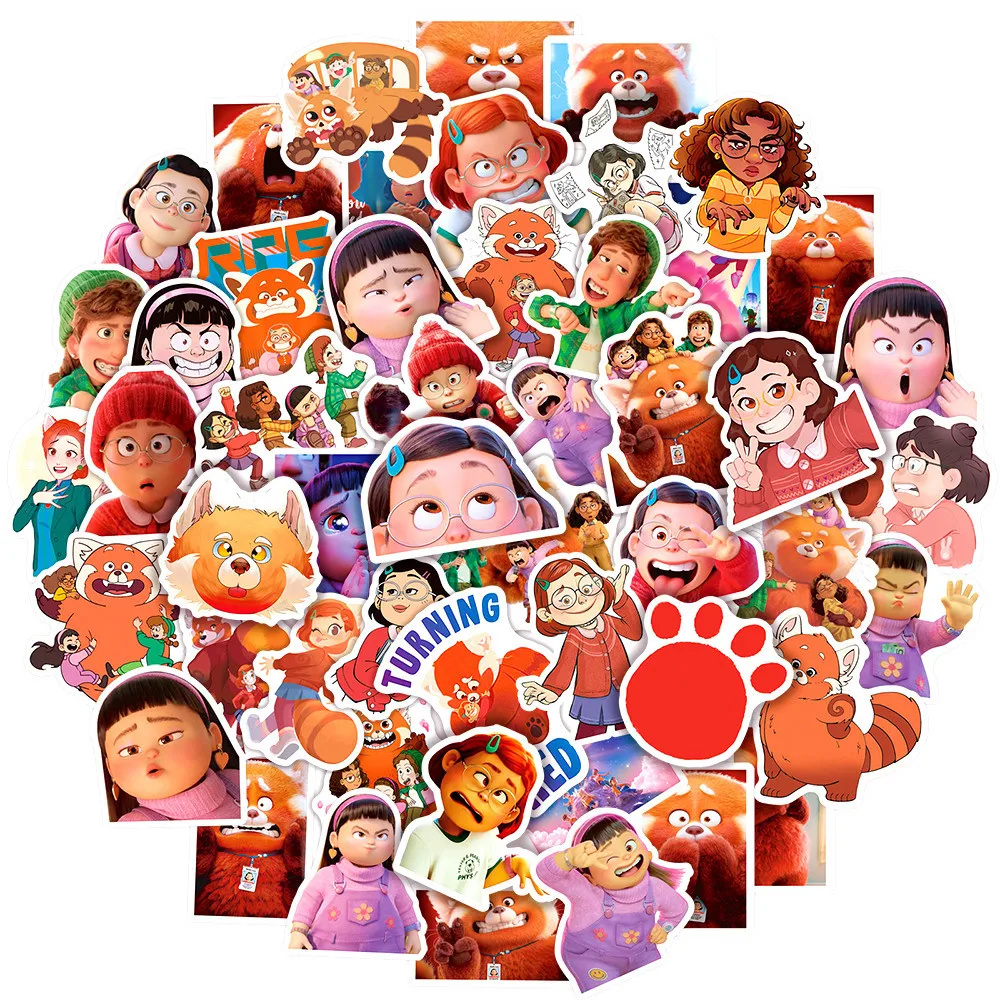 

50/100pcs Turning Red Disney Sticker Kawaii Turning Red Cartoon Waterproof Laptop Stickers Suitcase Stickers for Children's Gift