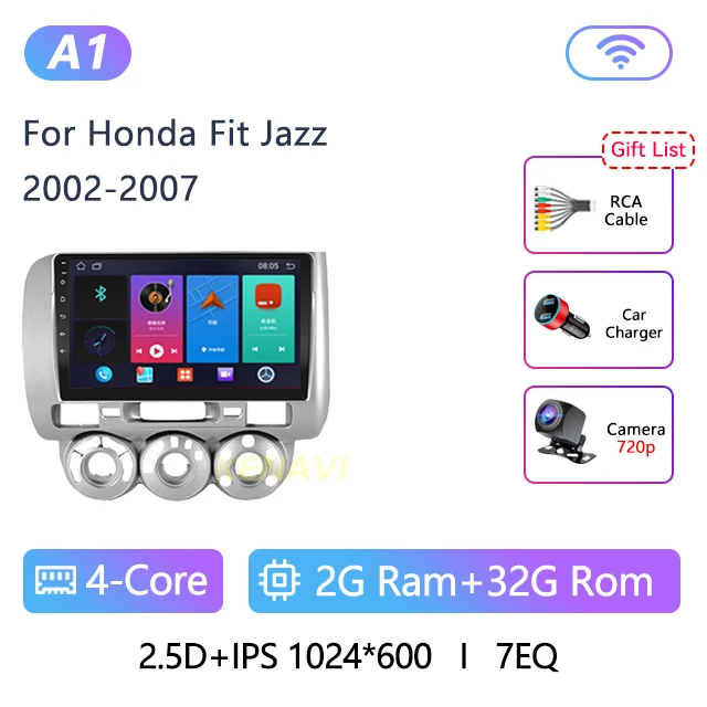 

Автомобильная стереосистема 2 Din Android для Honda Fit Jazz City 2002 2003 2004 2005 2006 2007 Центр Мультимедийный видеоплеер Навигация GPS Беспроводная автомагнитола Carplay