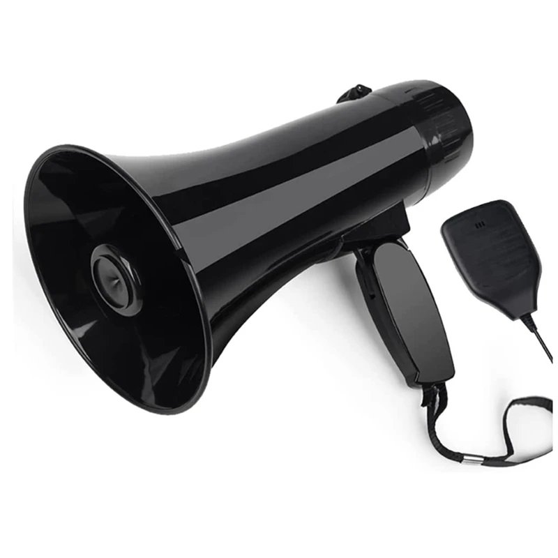 

35 Watt Power Portable Megaphone Speaker PA Bullhorn With Detachable Handheld Microphone, Built-In Siren (Black)