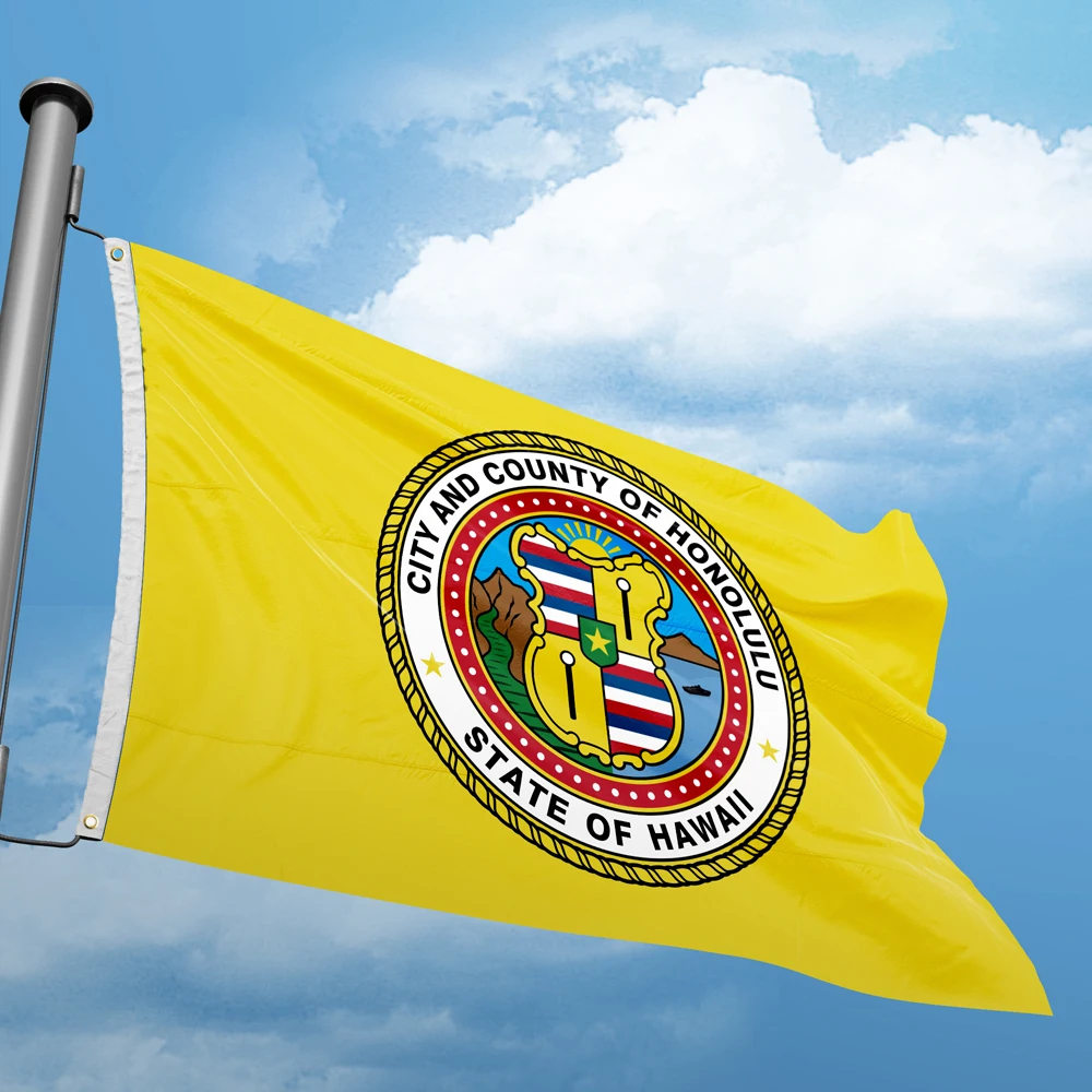 Hawaii Honolulu Flag 3*5FT 90*150CM USA States City Flags America  Custom Logo Home Decoration Banners Polyester UV Resistance