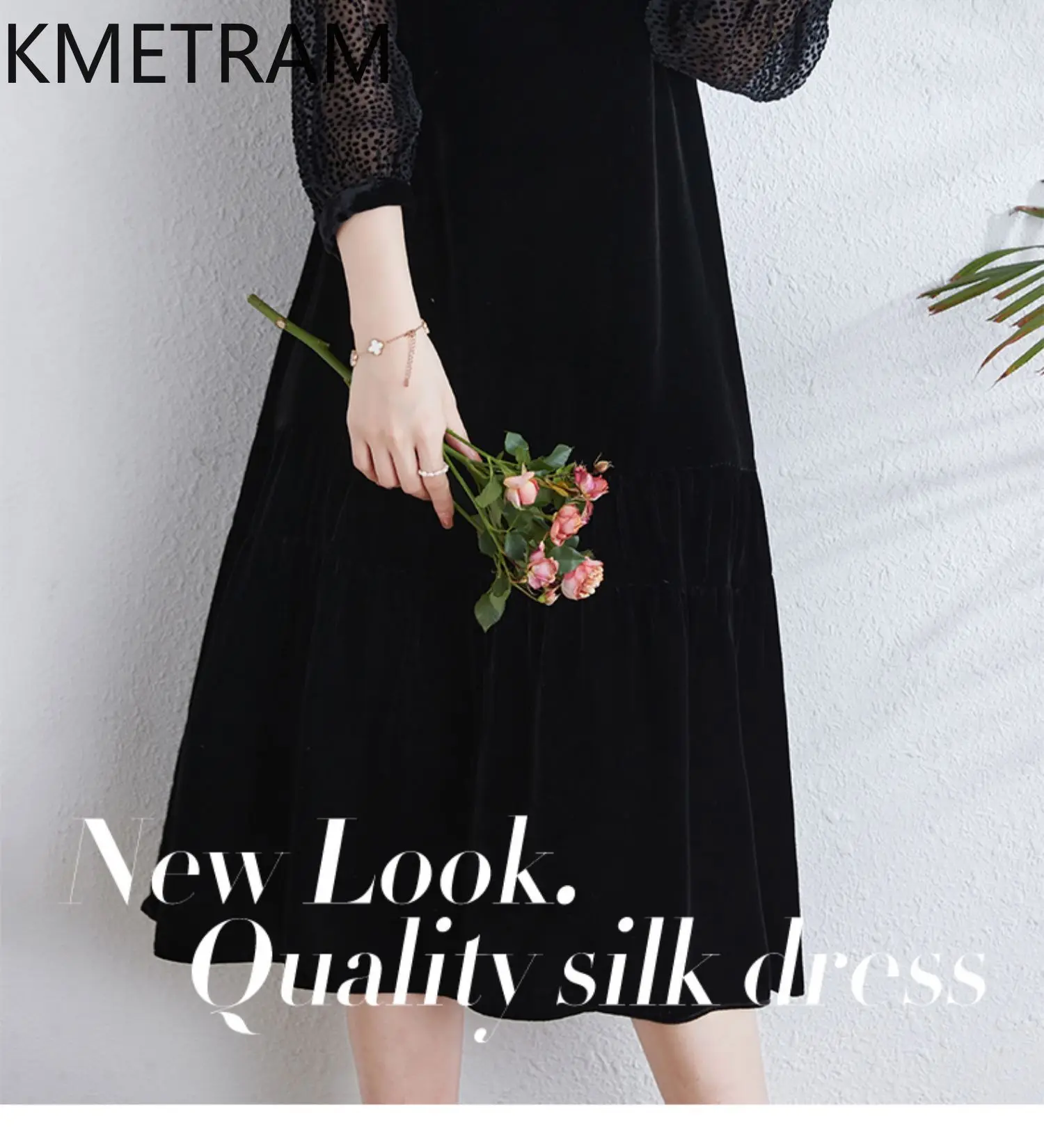 KMETRAM 100% настоящее шелковое платье тутового шелка роскошные вечерние платья с