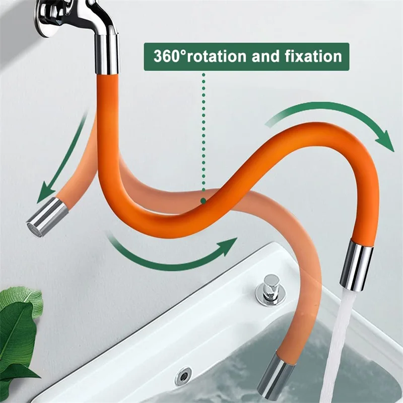 

G 1/2 Faucet Extender Tube 360 Rotation Adjust Free Bending Splashproof Universal Faucet Extension Tube for Kitchen Bathroom