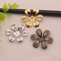 diy ornament accessories 24mm hollow metal laminate handmade hairpin flower holder bead cushion material