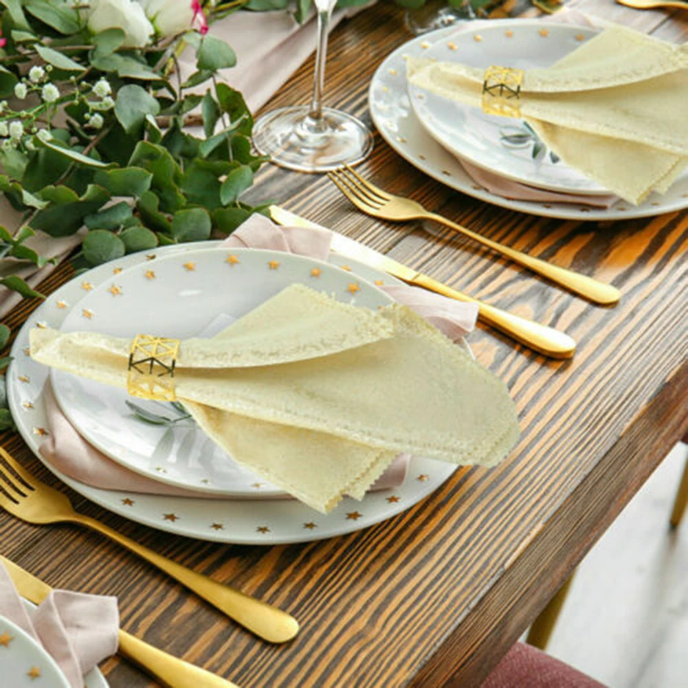 

6pcs Metal Napkin Ring Wedding Towel Holder Rings Buckle Table Decor For Kitchen Dinner Table Wedding Party Decoration