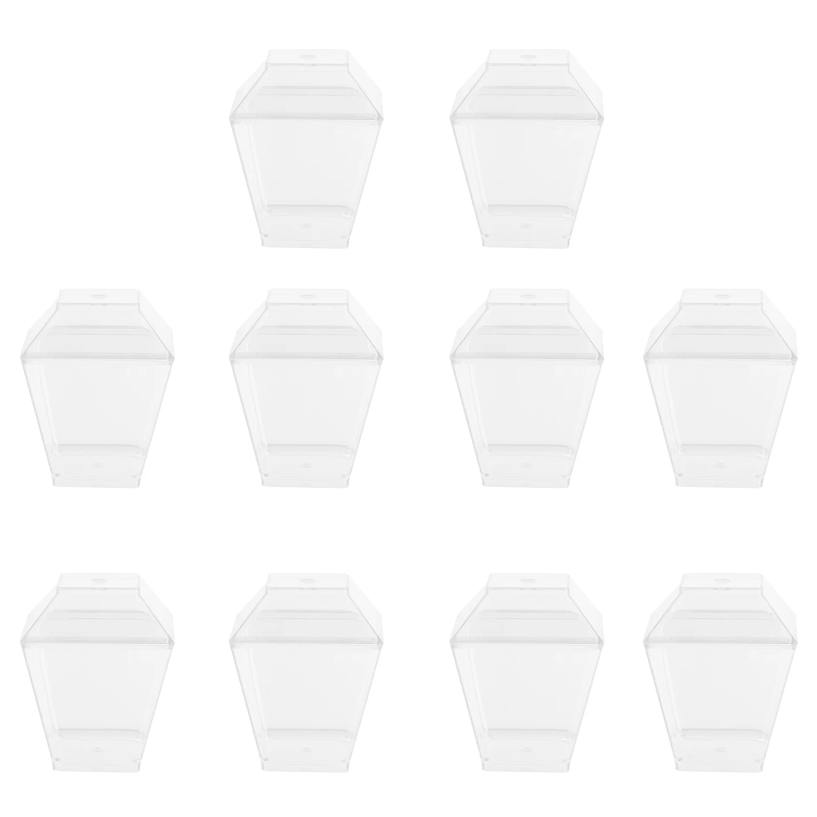 

10pcs Dessert Cups With Lids Transparent Dessert Bowls Serving Bowls For Chocolate Pudding Cake Jelly Mousses Party 200ml