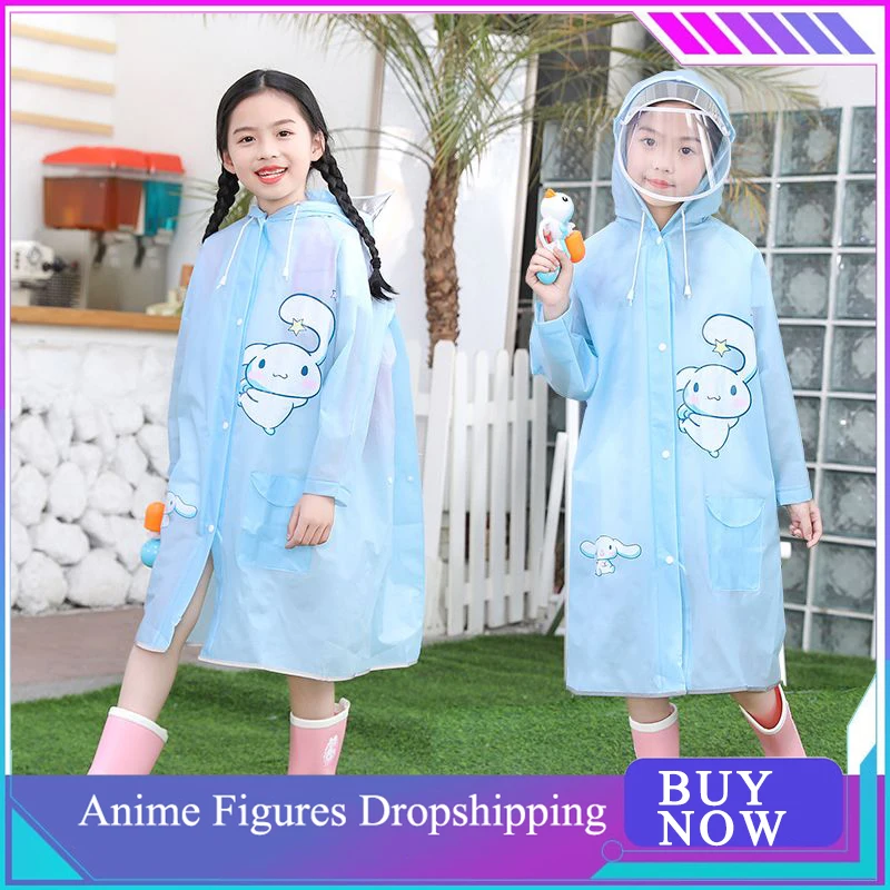 

Sanrio Anime Cinnamoroll Children Raincoat Cartoon Thickened Waterproof Rain Coat Kids Tour Waterproof Rainwear Suits Presents